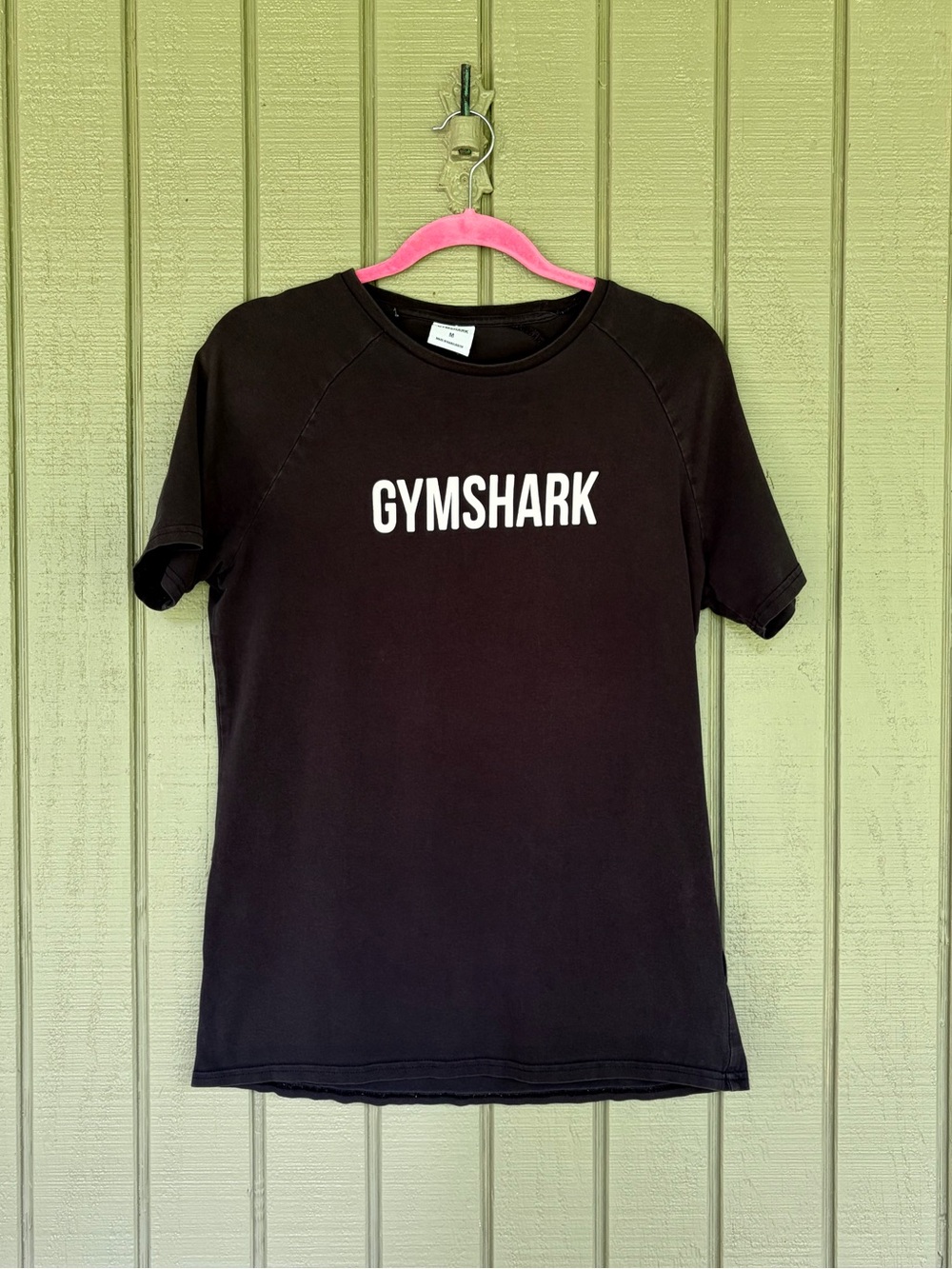Gymshark Men's Apollo Muscle Fit T-Shirt Black White Spellout Logo Size M EUC